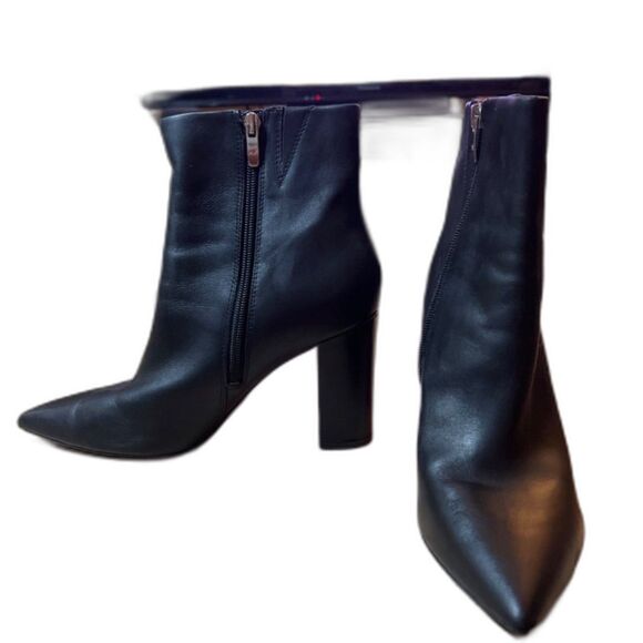 Marc Fisher Black Leather Booties | Women’s 10 | Pointed Toe Block Heel - Picture 16 of 16